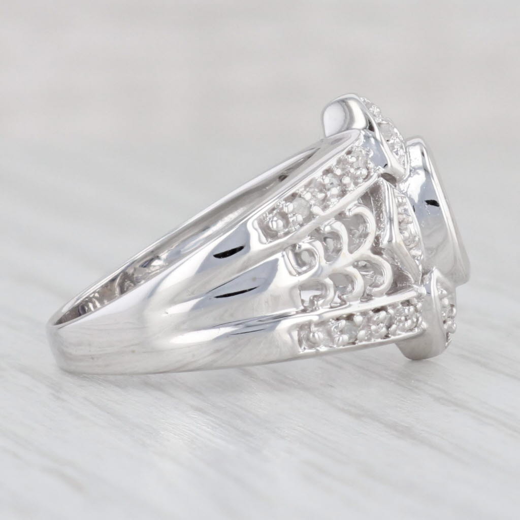 Light Gray 0.60ctw Oval Iolite Diamond Ring 10k White Gold Size 6.75-7