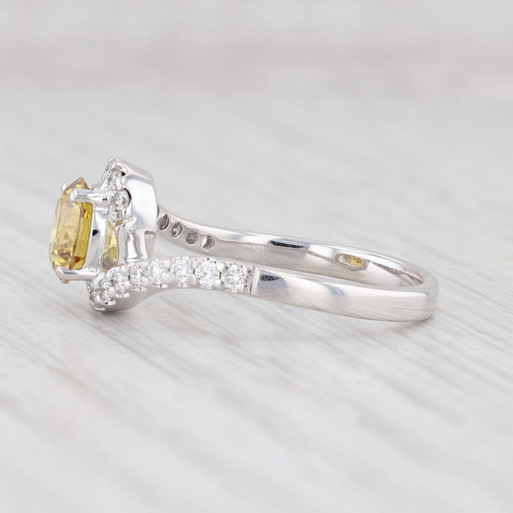 Light Gray New GIA 1.41ctw Yellow Diamond Ring 18k White Gold Size 6.75 Bypass Solitaire