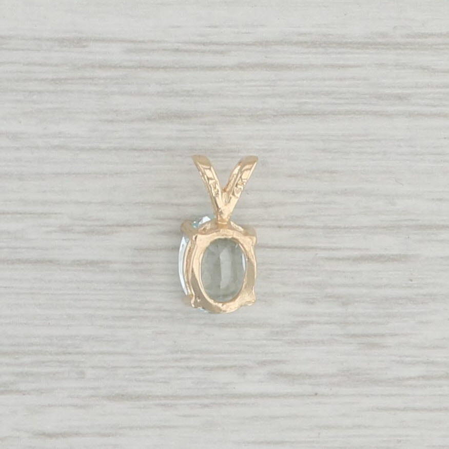 Light Gray New 1ct Aquamarine Pendant 14k Yellow Gold Oval Cut Solitaire March Birthstone