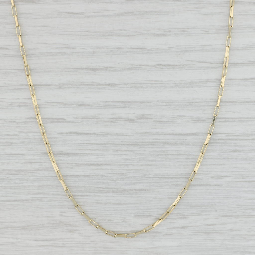 Light Gray New 17.5" 1.5mm Elongated Box Chain 10k Yellow Gold Lobster Clasp