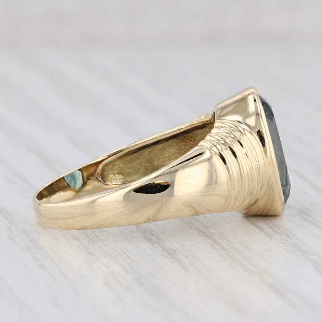 Light Gray 4.80ct London Blue Topaz Oval Solitaire Ring 18k Yellow Gold Size 9.5