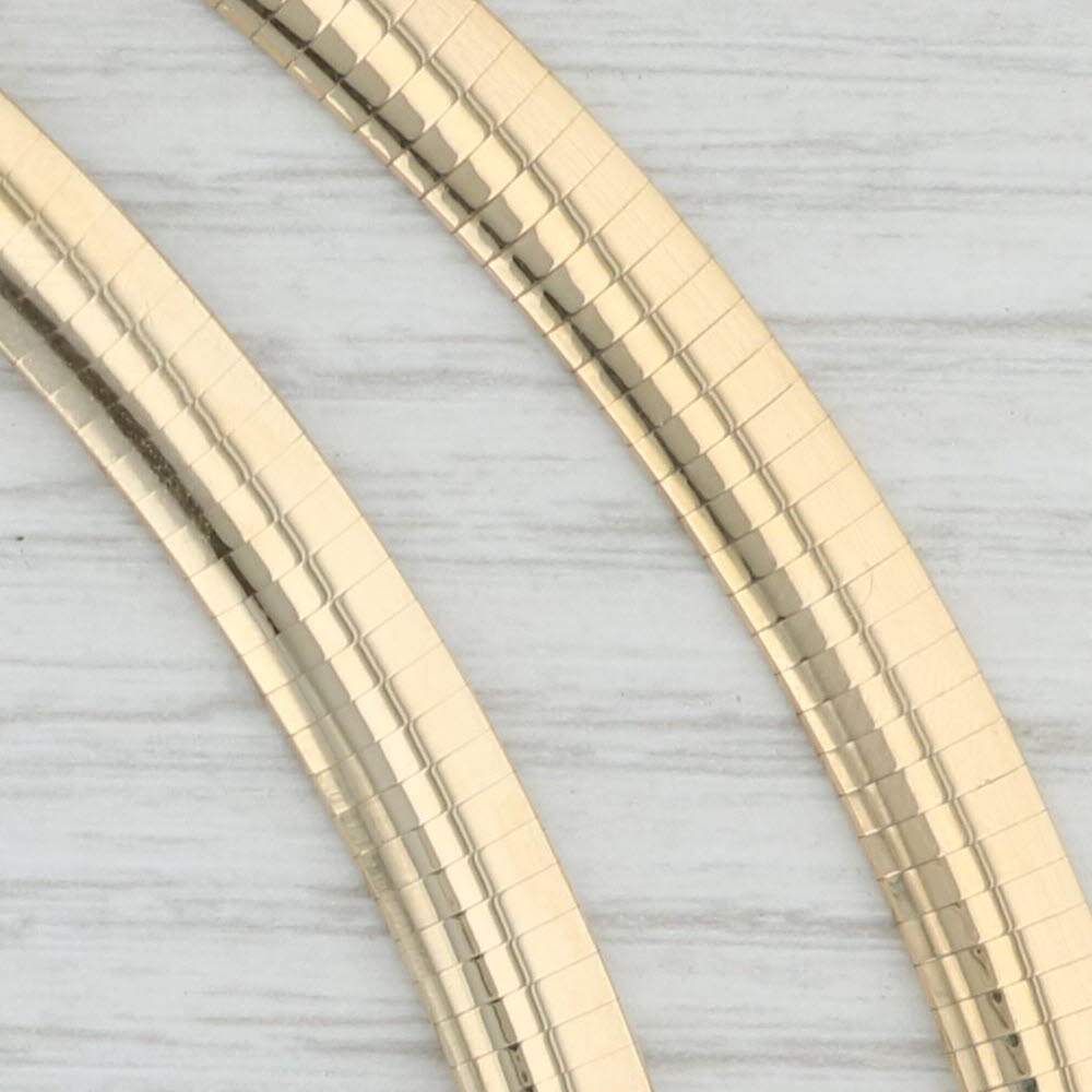 Light Gray 16" Omega Chain Necklace 14k Yellow Gold 7mm 2" Extension Included Italian