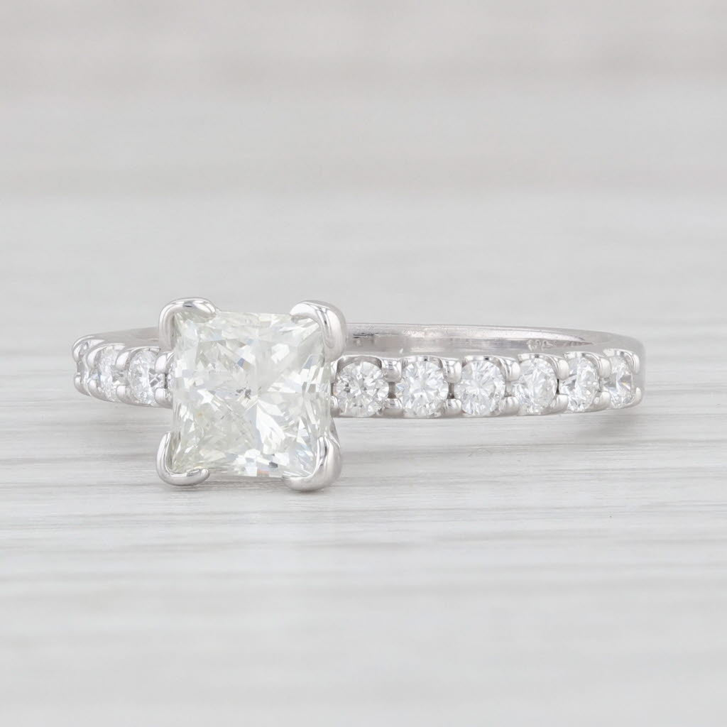 Light Gray 1.34ctw Princess Diamond Engagement Ring 14k White Gold Size 6 EGL Cert