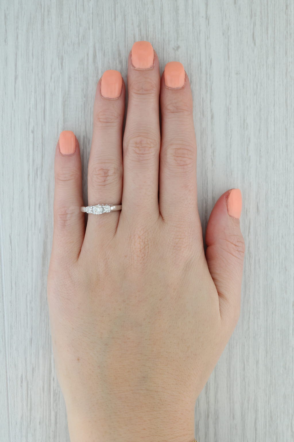 Gray 0.45ctw Diamond Round 3-Stone Engagement Ring 14k White Gold Size 6.75