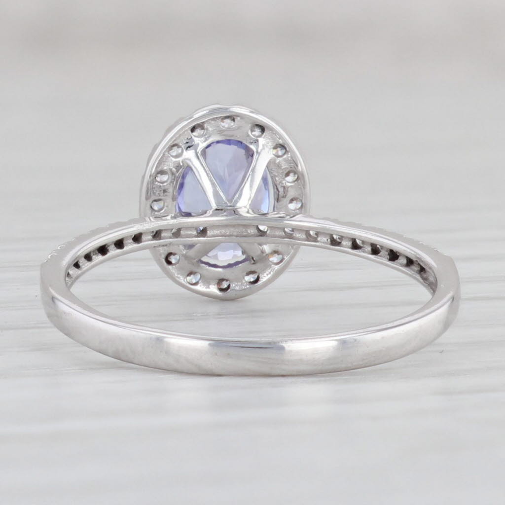 Light Gray 0.70ctw Oval Tanzanite Cubic Zirconia Halo Ring 10k White Gold Size 7