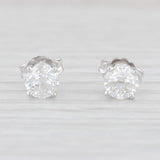 Light Gray 0.84ctw Round Diamond Stud Earrings 14k Gold Solitaire Studs