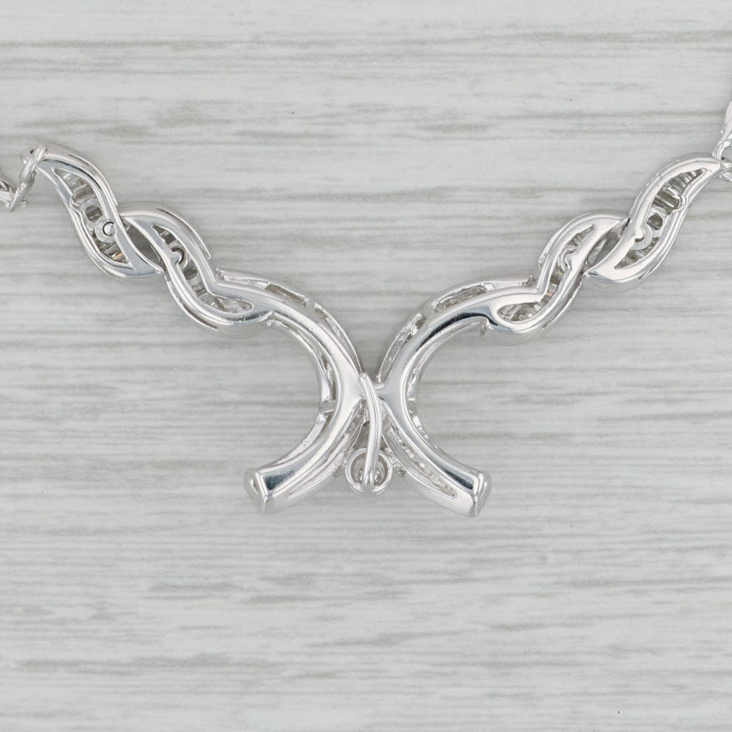 Gray 0.90ctw Diamond V Necklace 14k White Gold 18" Herringbone Chain