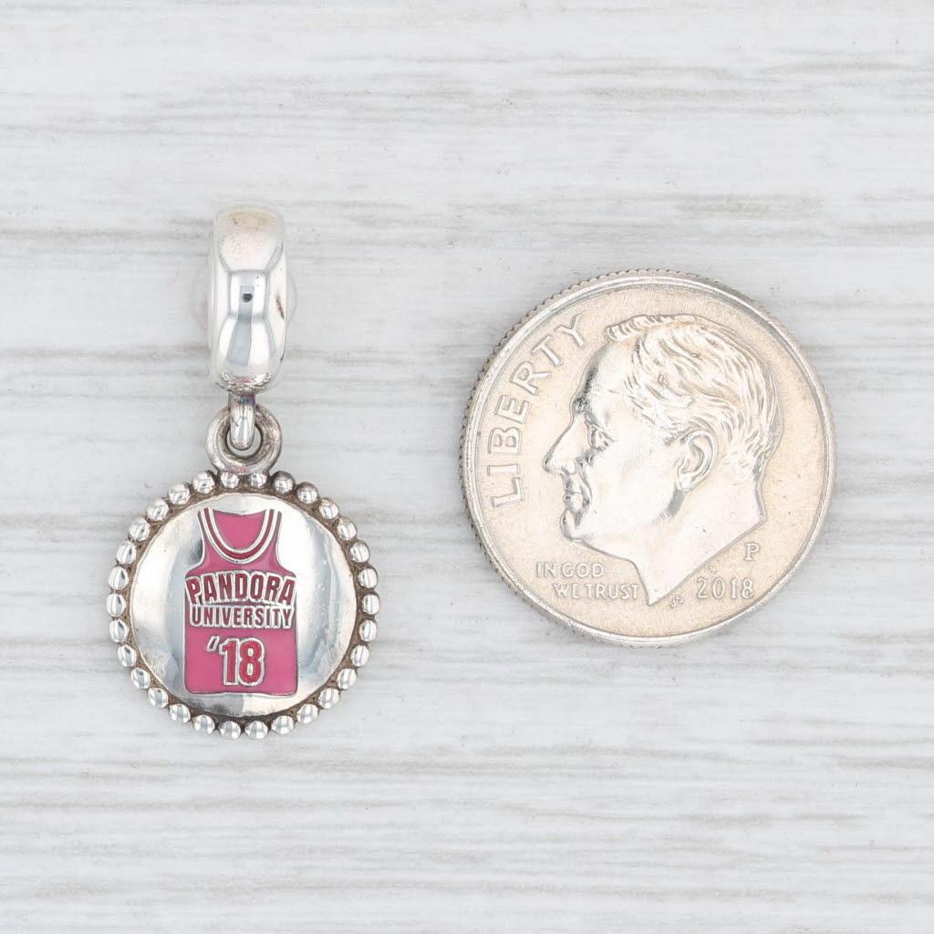 Light Gray New Authentic Pandora University '18 Dangle Charm ENG791169_36 Pink Jersey