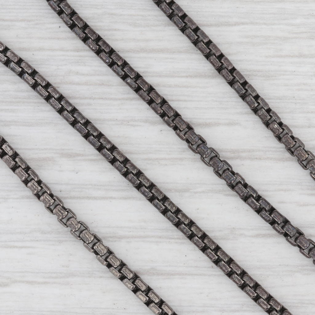 Light Gray New Box Chain Necklace Oxidized Sterling Silver 16” 2.5mm