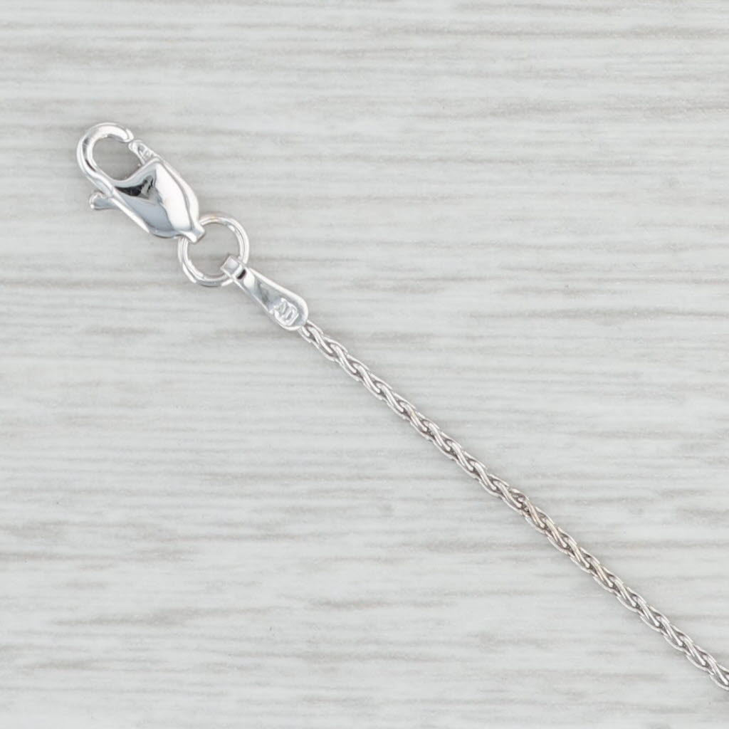 Light Gray 14" Wheat Chain Necklace 14k White Gold 0.9mm Lobster Clasp