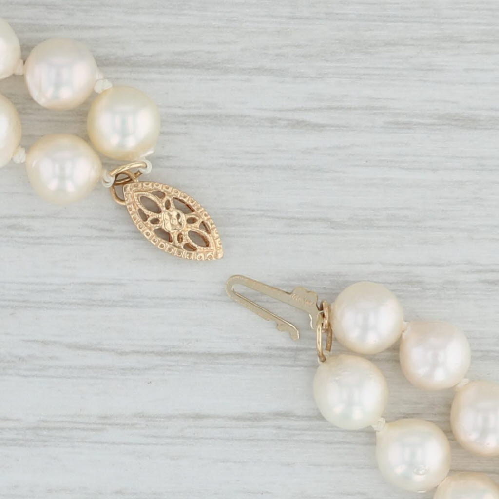Light Gray 17.5" 2-Strand Cultured Pearl Strand Necklace 14k Gold Clasp