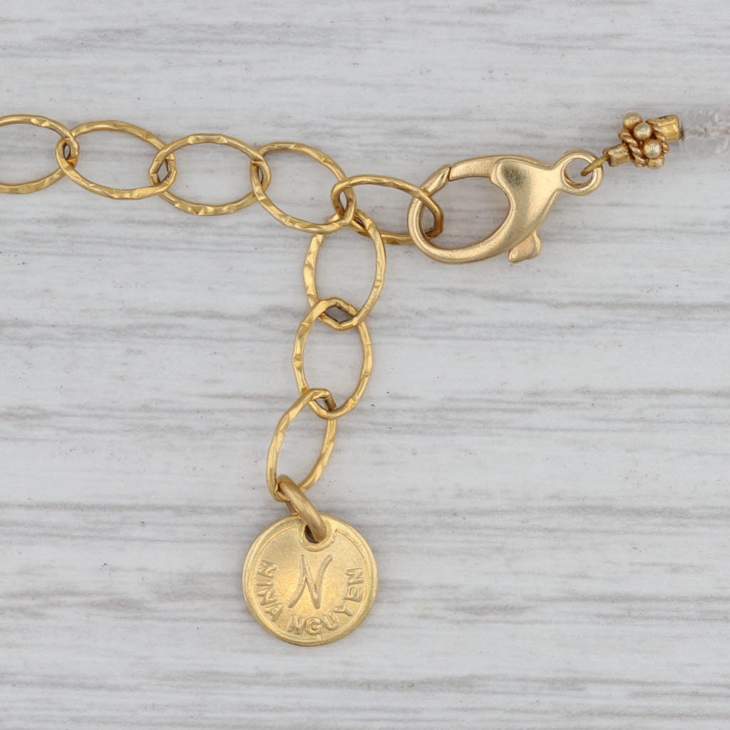 Gray New Nina Nguyen Harmony Necklace Pink Topaz Bead Long Sterling Gold Vermeil