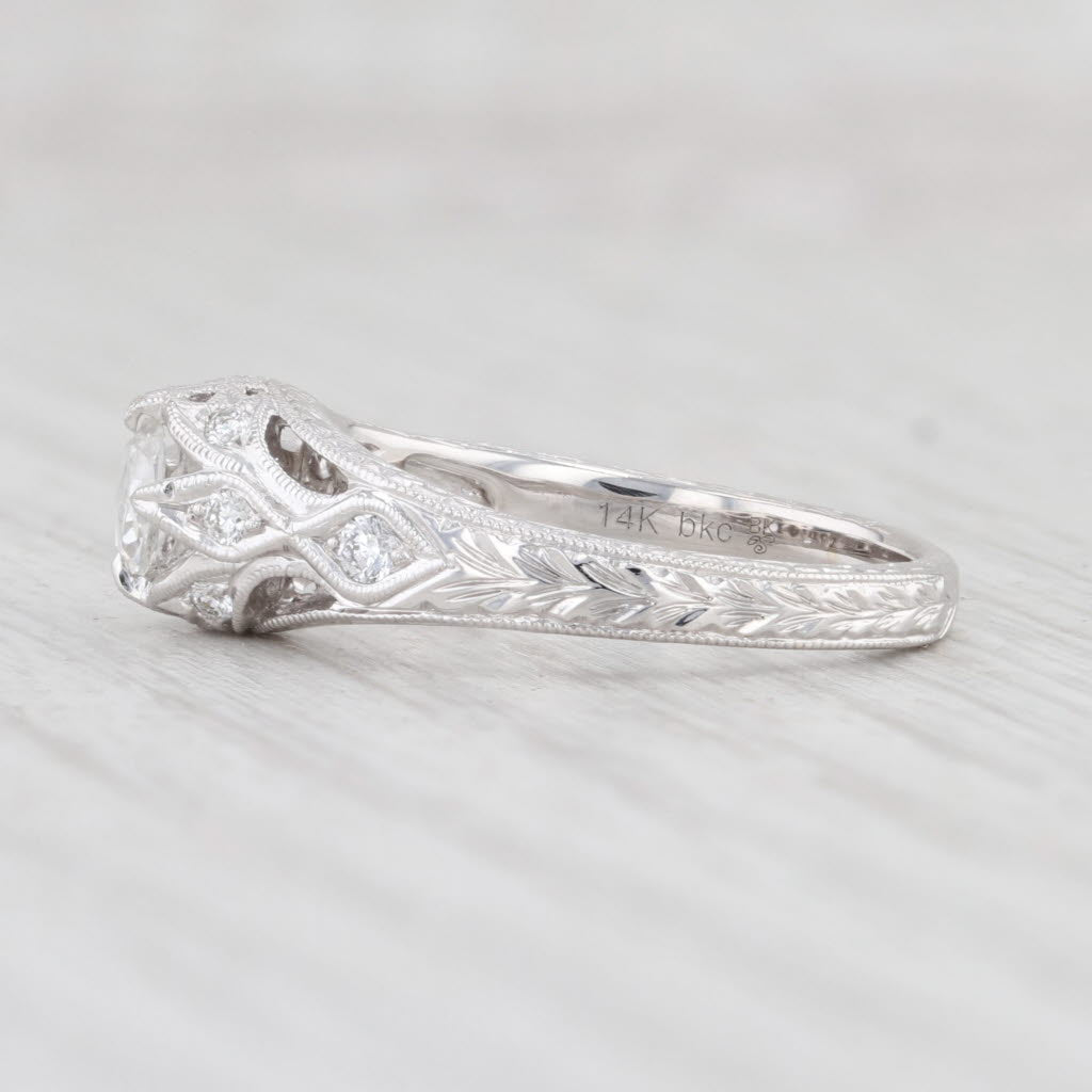 Light Gray New Floral Diamond Engagement Ring 14k White Gold Size 6.5 Rose Cut Solitaire