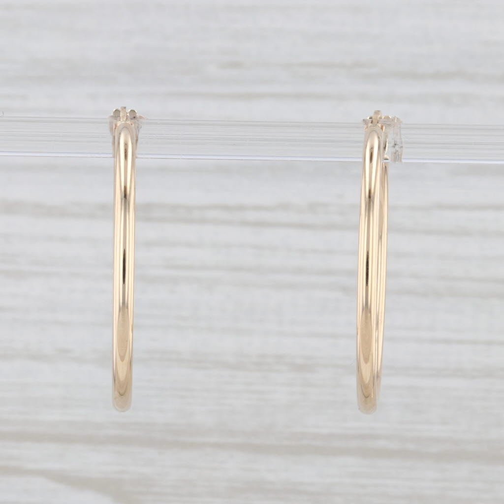 Light Gray New Hoop Earrings 14k Yellow Gold Snap Top Pierced 30mm x 2mm