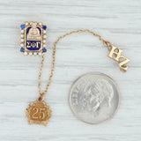 Light Gray Sigma Phi Gamma Badge 10k Gold Pearl Synthetic Sapphire 25 Year Sorority Pin