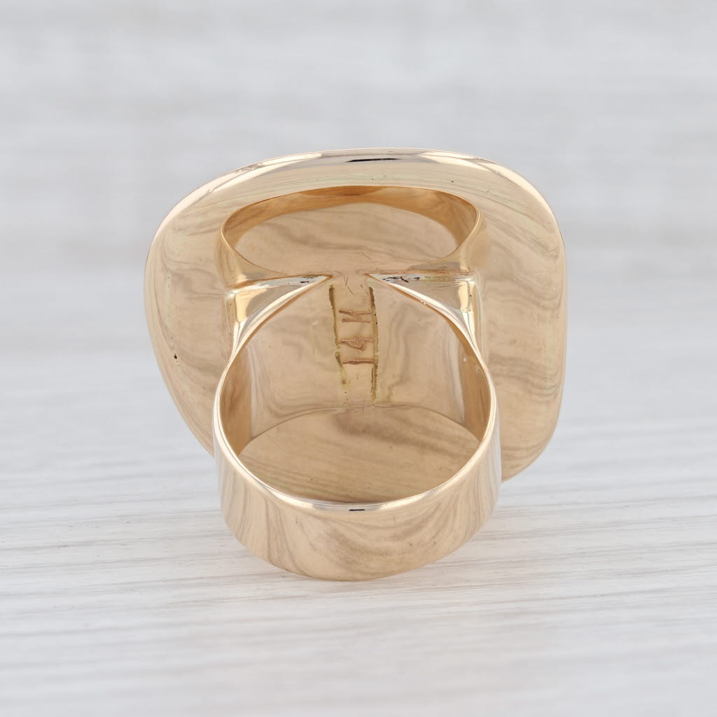 Light Gray Marbled Turquoise Statement Ring 14k Gold Size 6.5 Native American Chrysocolla