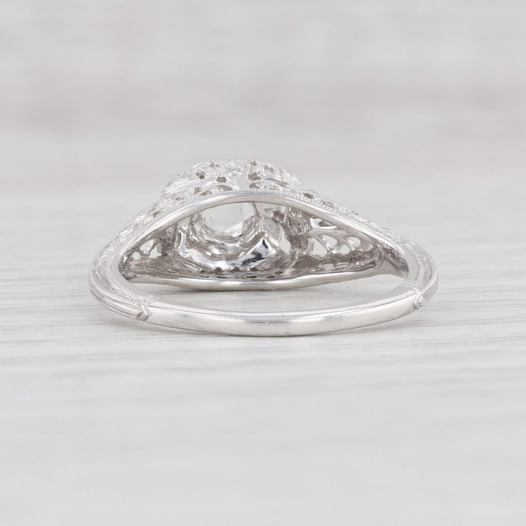 Light Gray New Floral Rose Cut Diamond Engagement Ring 14k White Gold Size 6.75 Solitaire