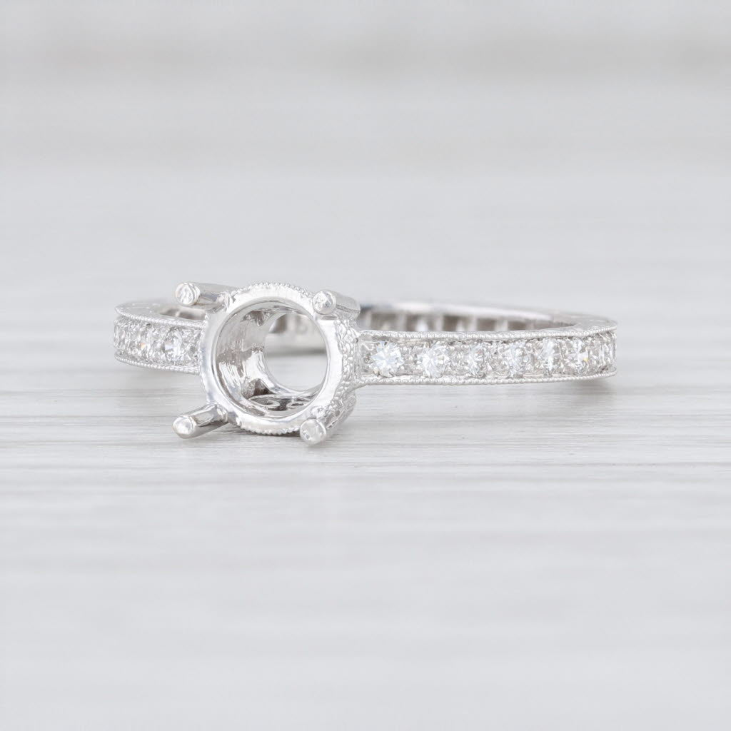 Light Gray New Beverley K Round Semi Mount Eternity Ring 18k White Gold Size 6.5 Diamonds