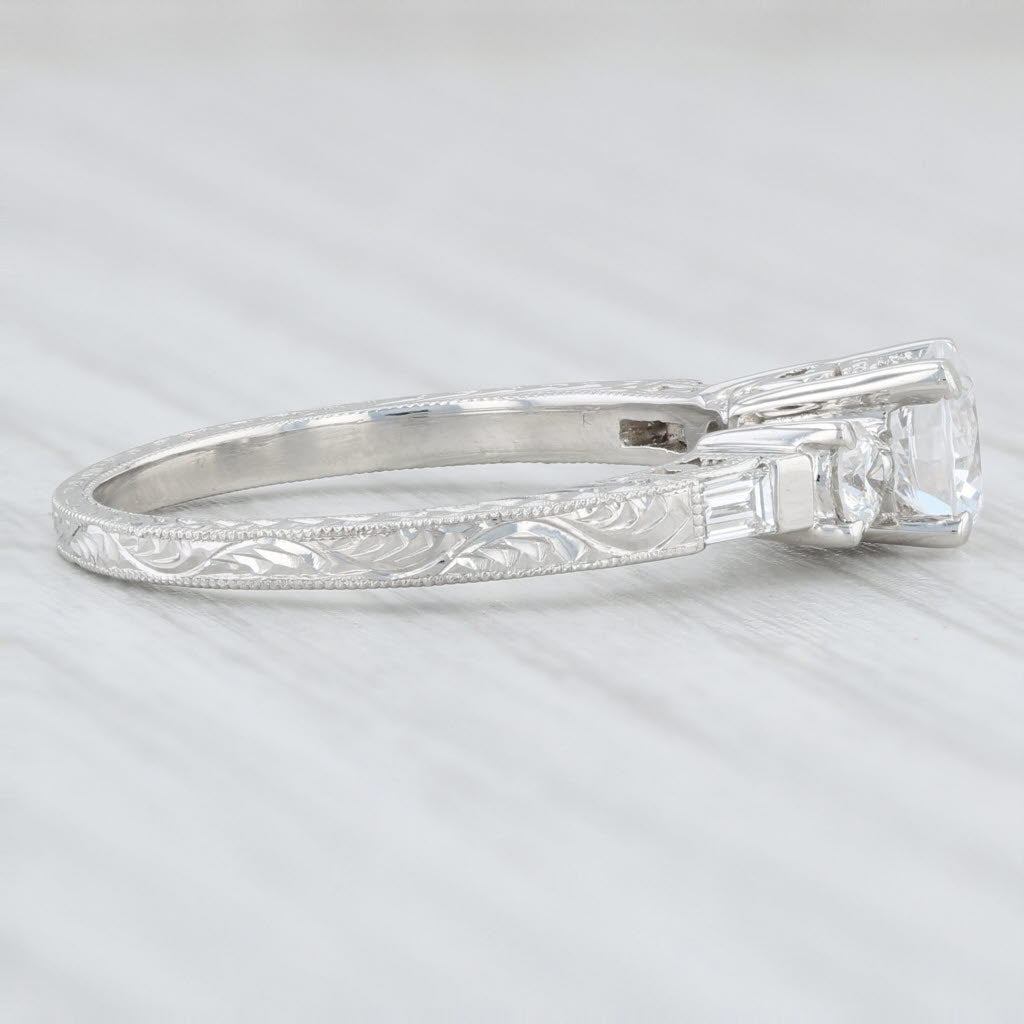 Light Gray New Tacori 3 Stone Engagement Ring Platinum Size 6.5 Semi Mount Heart 10936