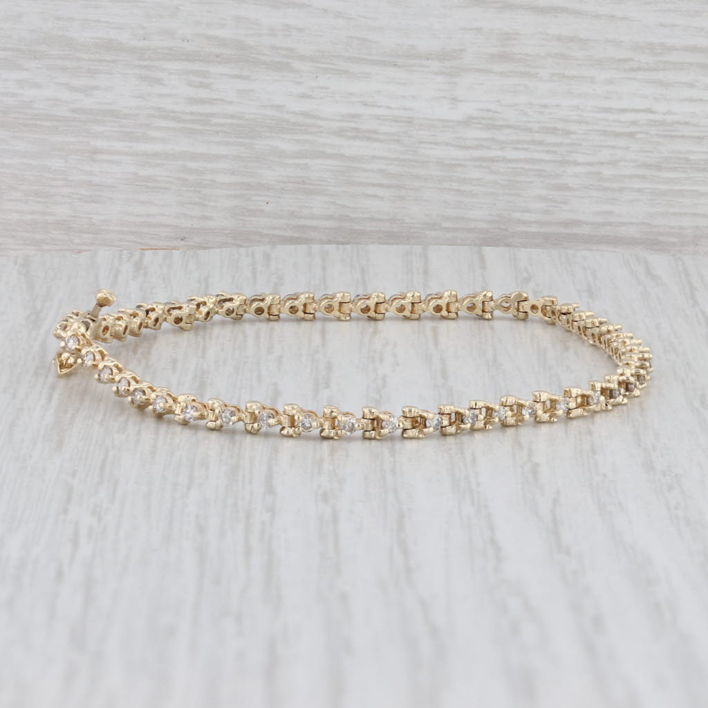 Light Gray 0.80ctw Diamond Tennis Bracelet 14k Yellow Gold 7" 3mm
