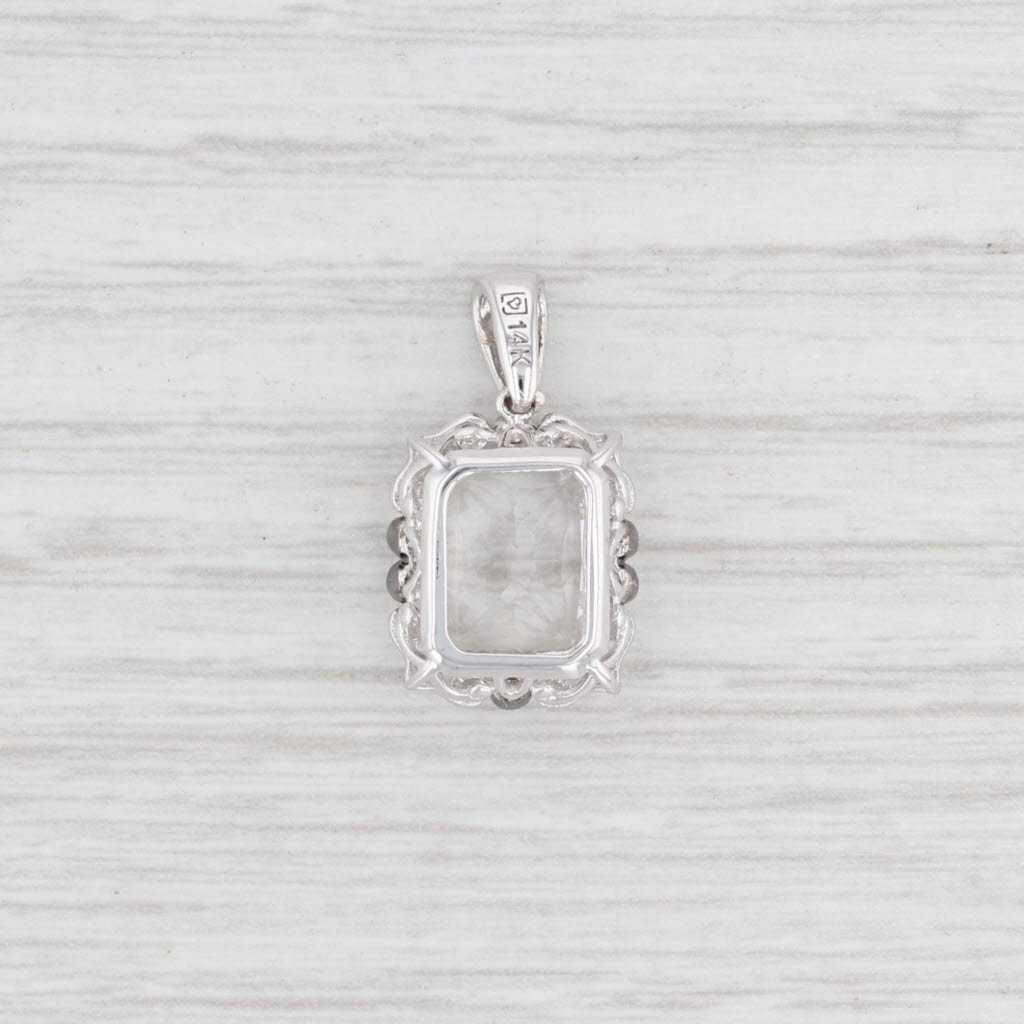Light Gray New 3.07ctw Clear Quartz Diamond Halo Pendant 14k White Gold Gemstone Drop