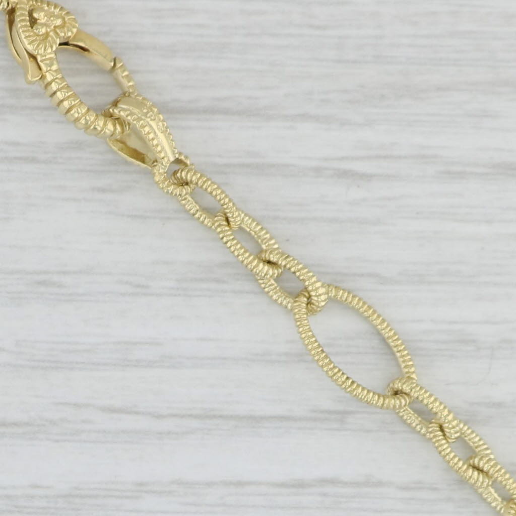 Light Gray Judith Ripka Diamond Heart Charm Cable Chain Necklace 18k Yellow Gold 16" 7.7mm