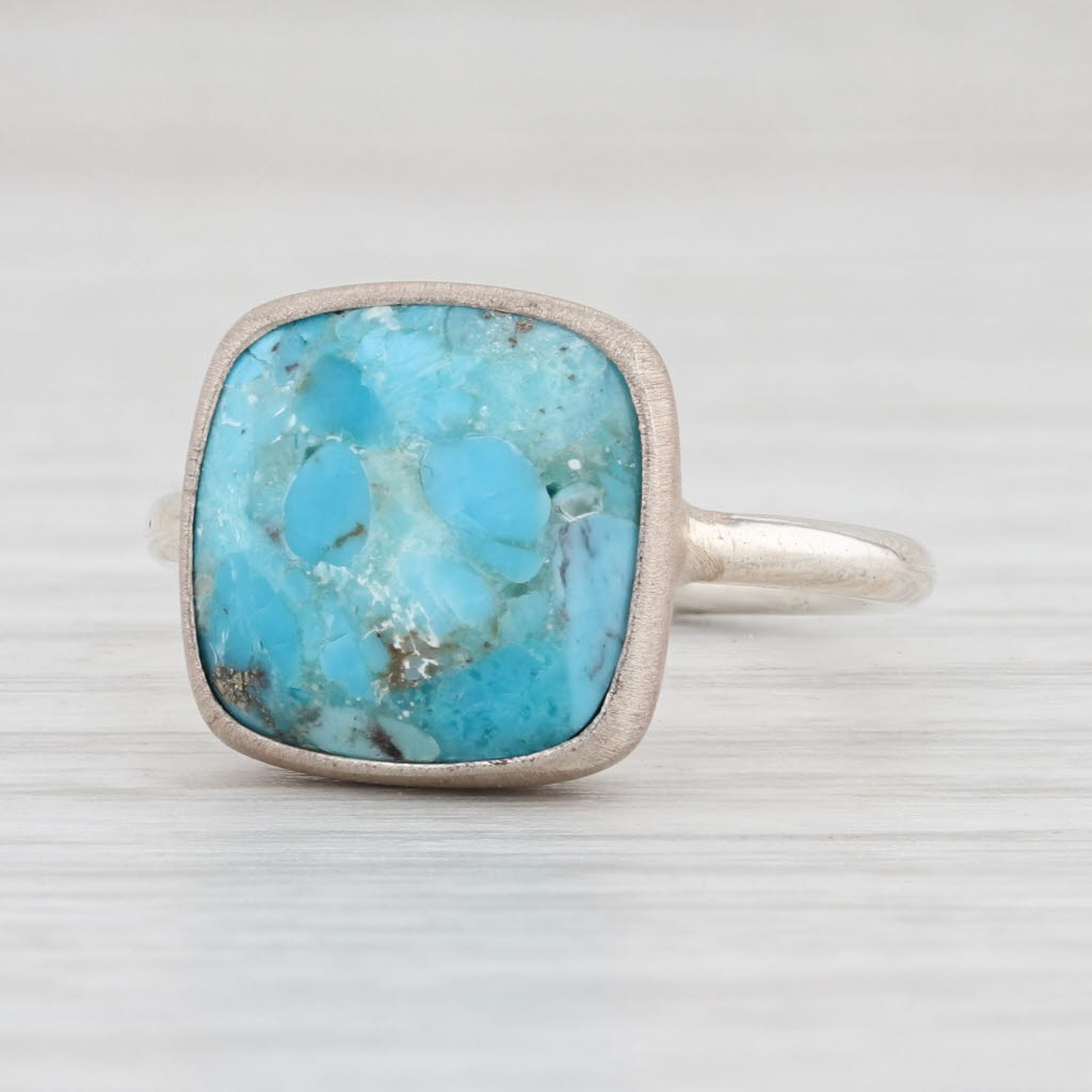 Light Gray New Nina Nguyen Marbled Turquoise Ring Size 7 Sterling Silver