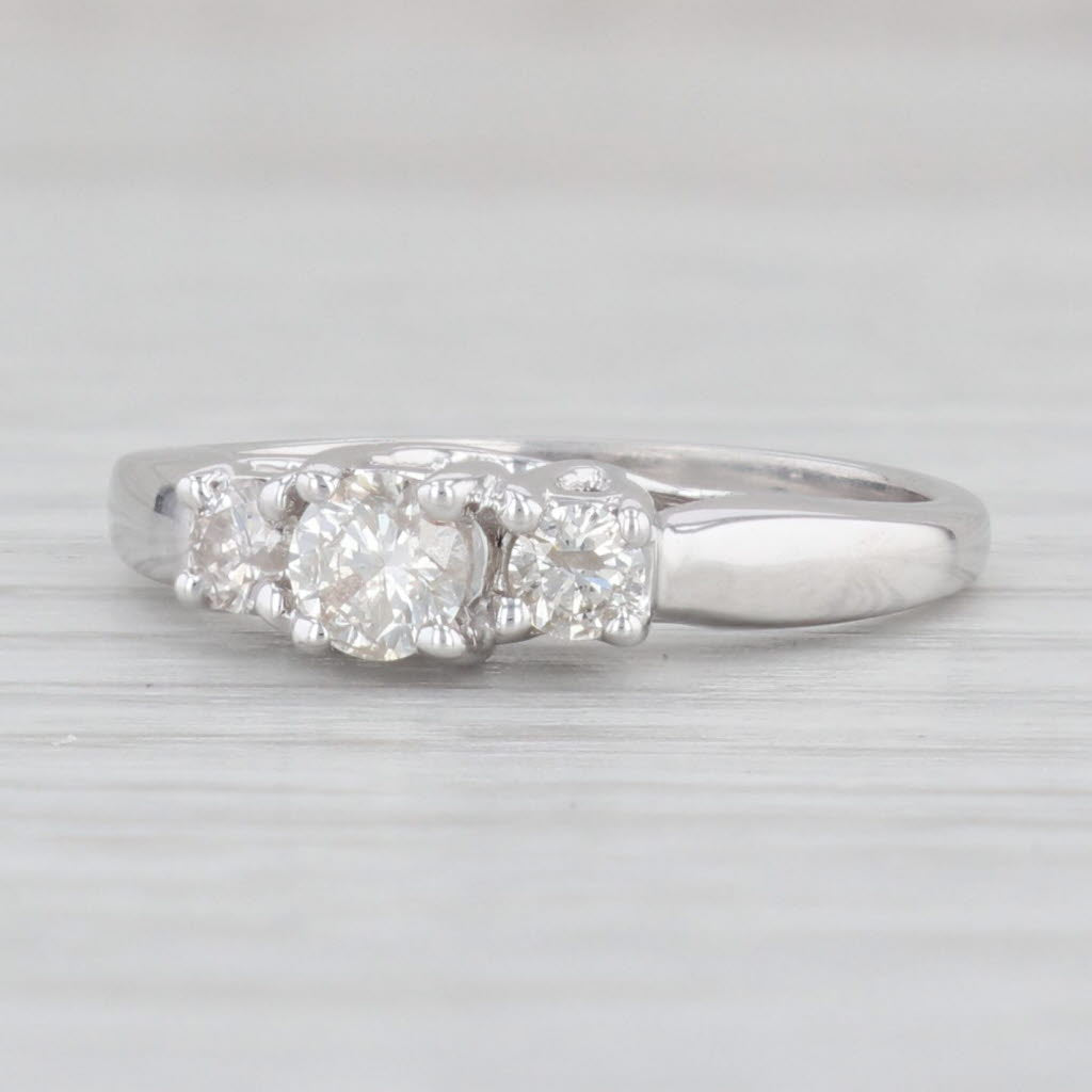 Light Gray 0.45ctw Diamond Round 3-Stone Engagement Ring 14k White Gold Size 6.75