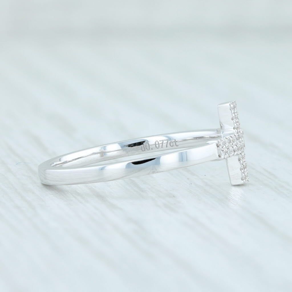 Light Gray New Diamond Cross Ring 14k White Gold Size 6.5 Religious Jewelry Promise Ring
