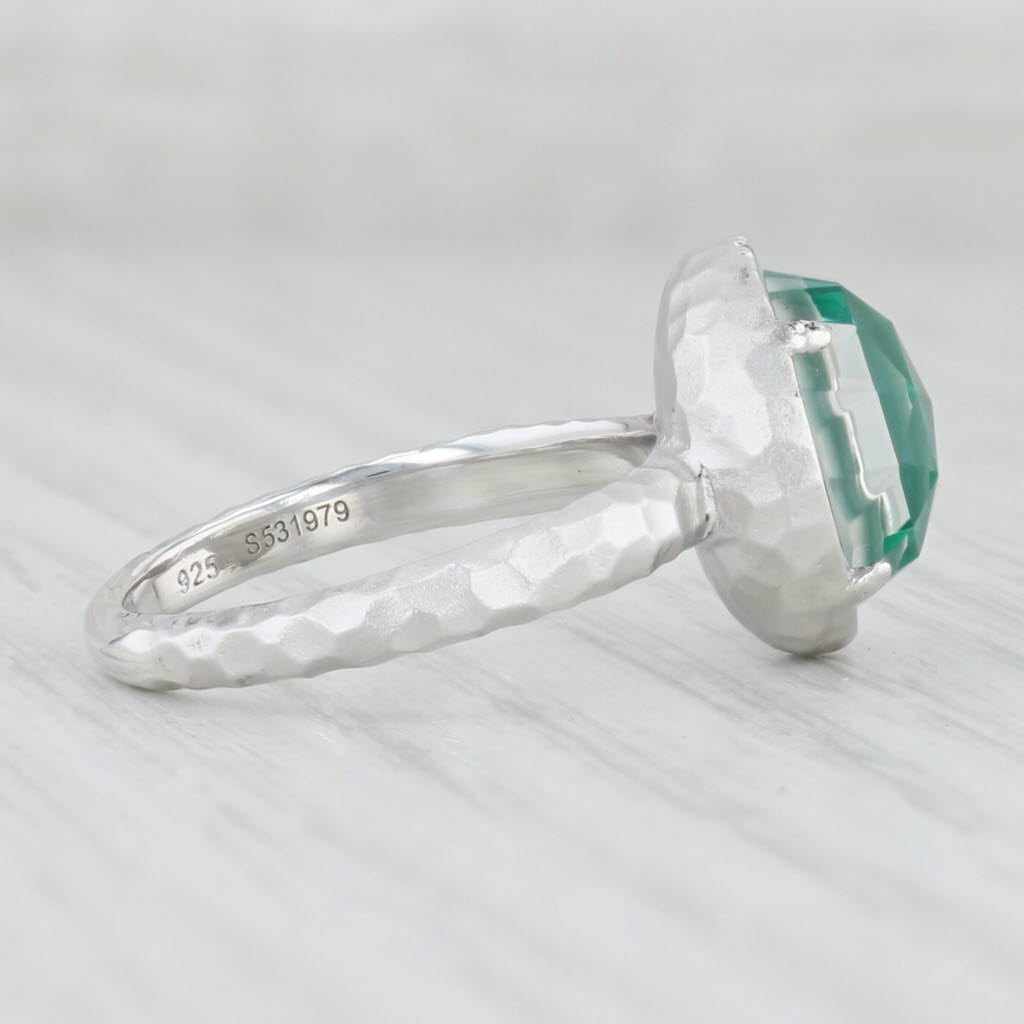 Light Gray Gabriel & Co Green Chalcedony Solitaire Ring Hammered Sterling Silver Size 7