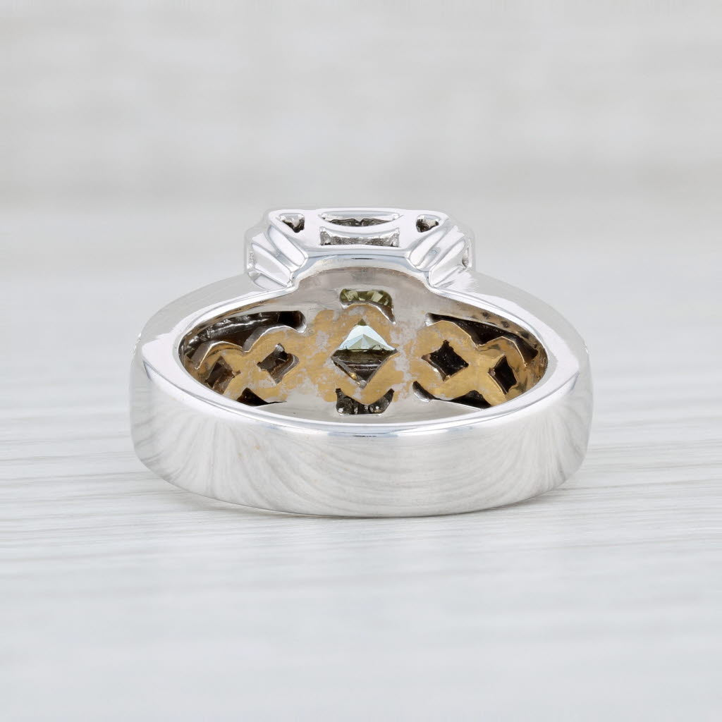 Light Gray 1.43ctw Yellow & White Diamond Halo Ring 22k 18k Gold Size 7.75Cocktail