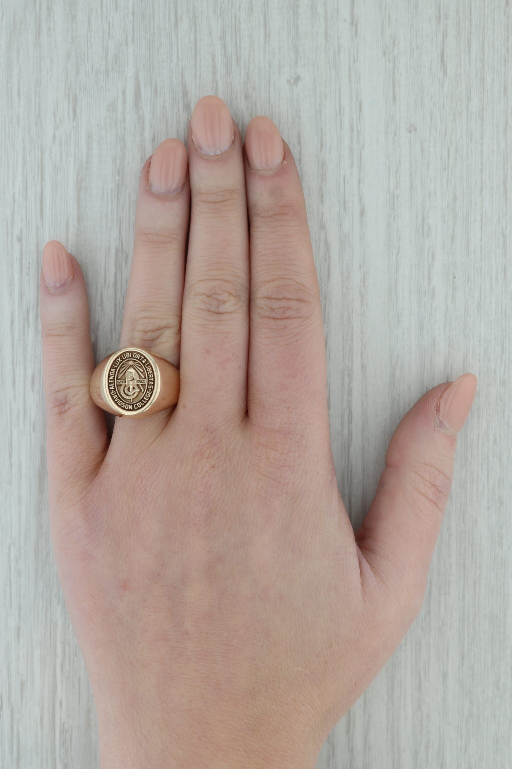 Dark Gray Davidson College Signet Ring 10k Yellow Gold Size 10.5 Vintage School Class