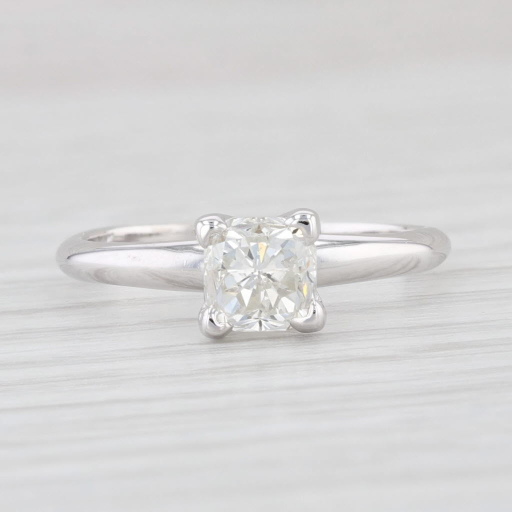 Light Gray 1.03ct Princess Square Solitaire Diamond Engagement Ring 14k White Gold Size 5.5 GIA