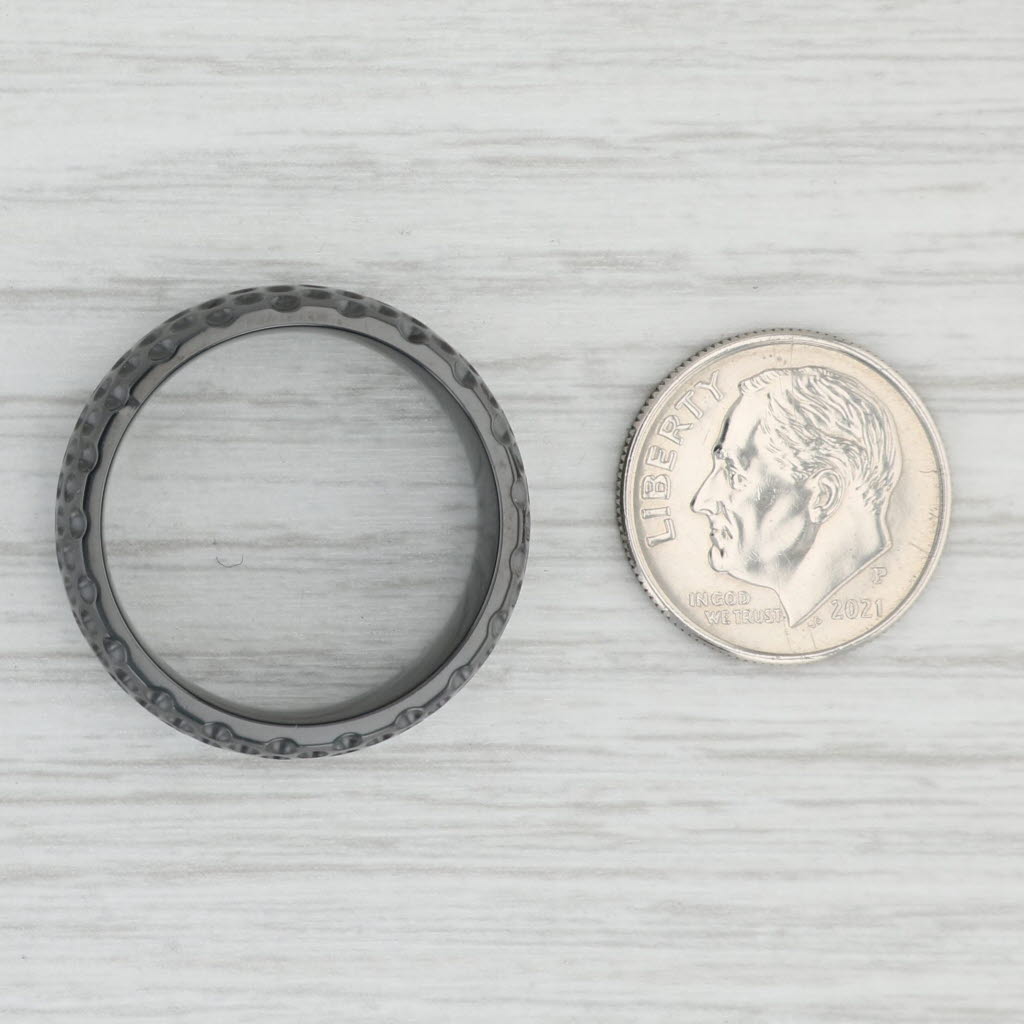 Light Gray New Black Titanium Ring Size 10 Men's Wedding Band
