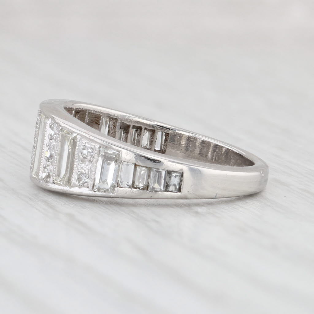 Light Gray Art Deco 1.35ctw Diamond Ring 900 Platinum Size 6.25 Wedding Anniversary Band