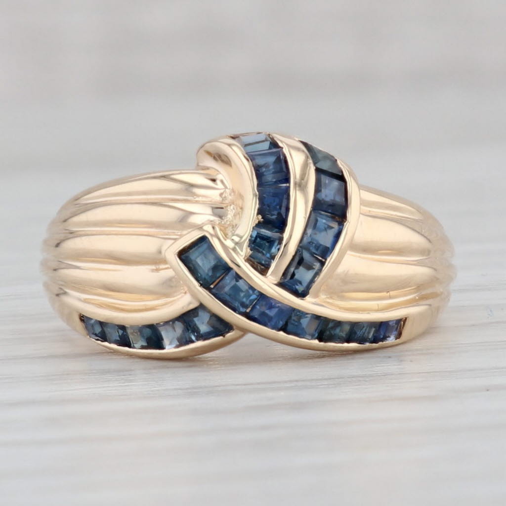 Gray 0.95ctw Blue Sapphire Knot Ring 14k Yellow Gold Size 7.25