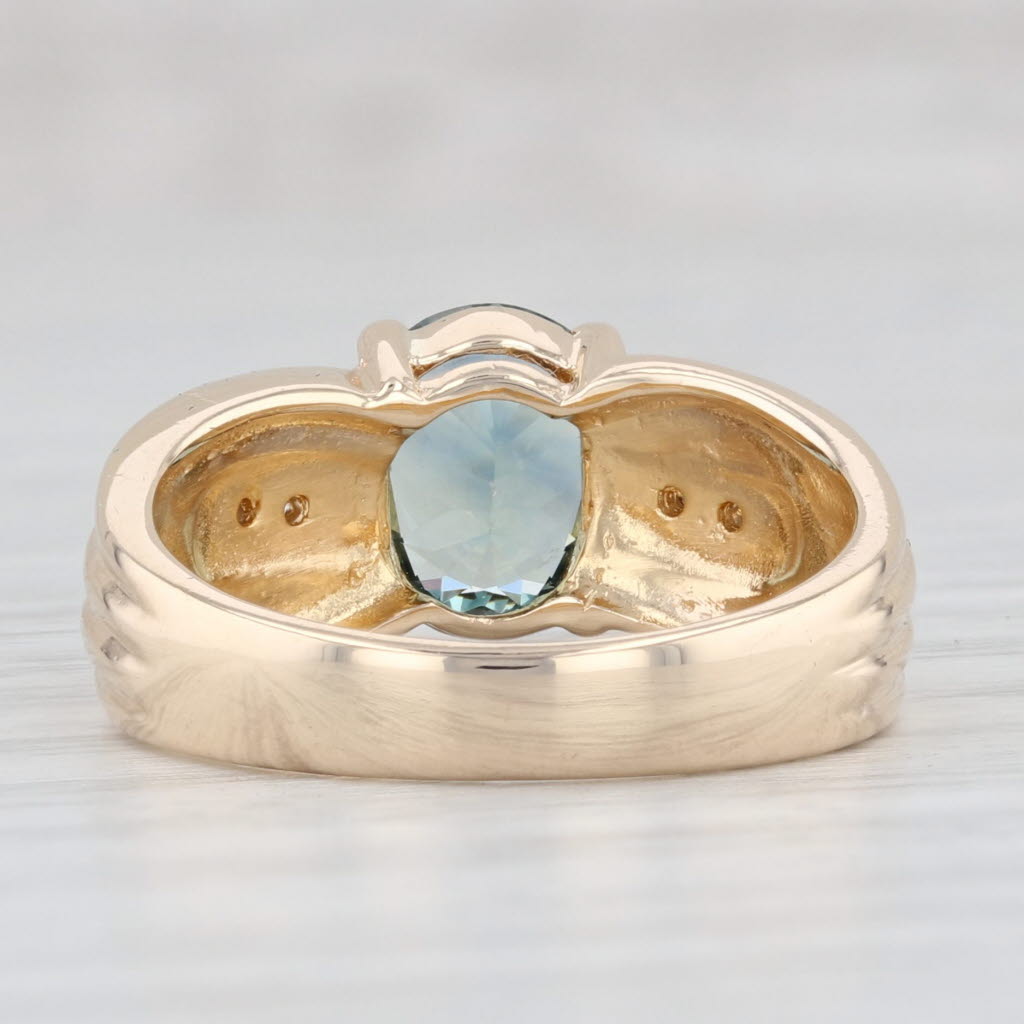 Light Gray 1.92ct Oval Blue Sapphire Solitaire Ring 10k Yellow Gold Sz 6.5 Diamond Accents