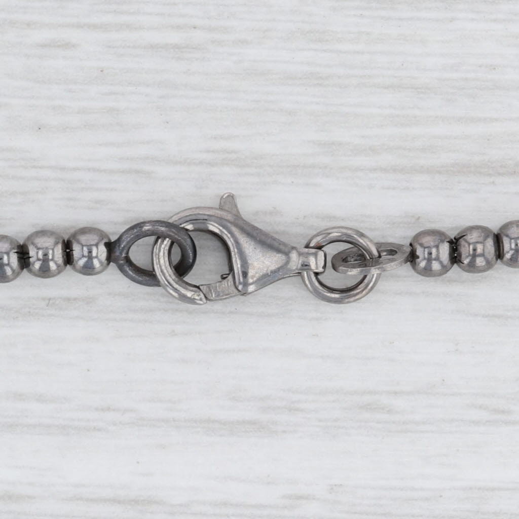 Light Gray New Clear Crystal Gray Hematite Bead Necklace Sterling Silver 17"