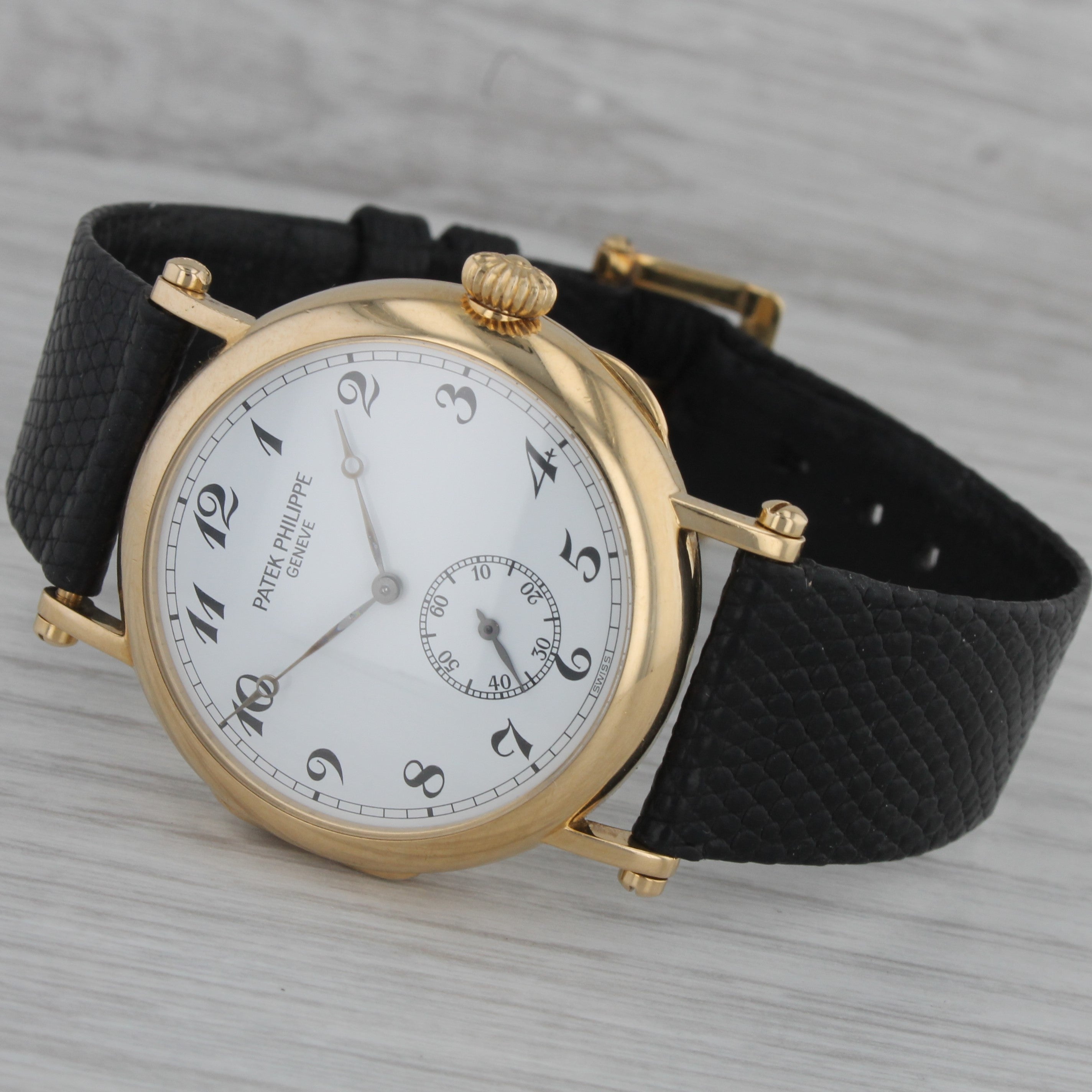 Dark Gray Patek Philippe 3960 Watch 18k Gold 150th Anniversary Calatrava Officer Serviced