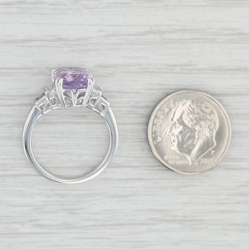 Light Gray 3.05ctw Amethyst Diamond Ring 14k White Gold Size 5.5 February Birthstone