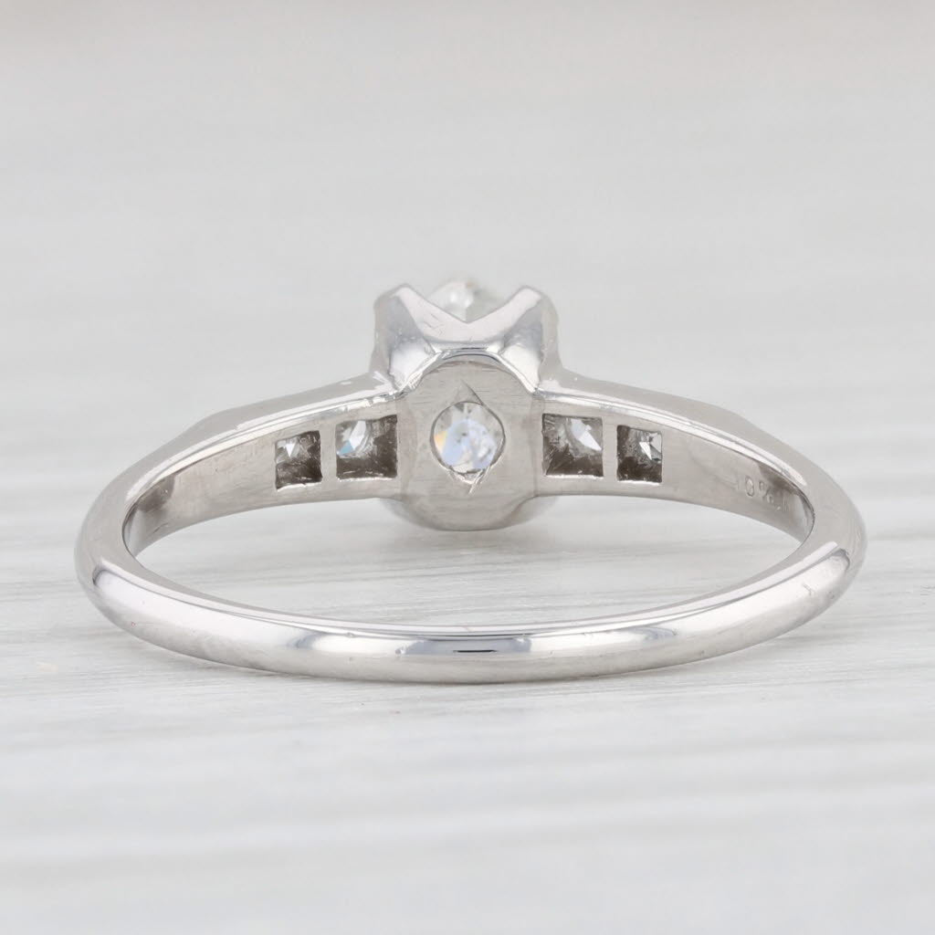 Light Gray Antique 0.48ctw Marquise Diamond Engagement Ring 900 Platinum Size 6.5 Yellow UV
