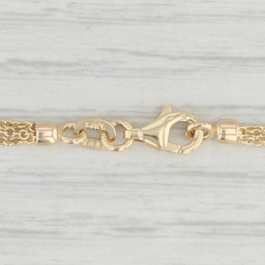 Light Gray New 3-Strand Cable Chain Necklace 14k Yellow Gold 20" Multi-Strand