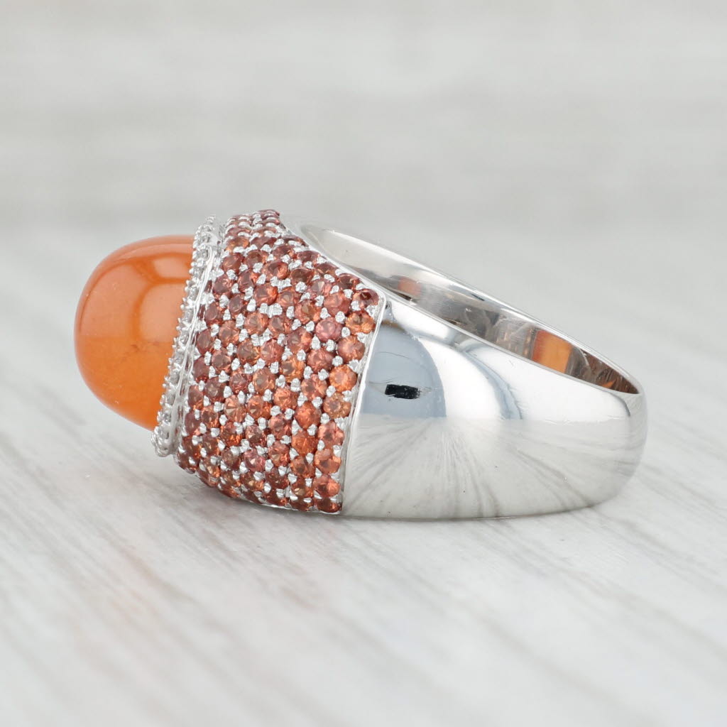 Light Gray Madarin Spessartite Garnet Lab Created Sapphire Diamond 14k Gold Size 7 Cocktail