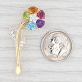 Light Gray 2.59ctw Gemstone Flower Brooch 18k Gold Diamond Garnet Topaz Peridot Spark Pin