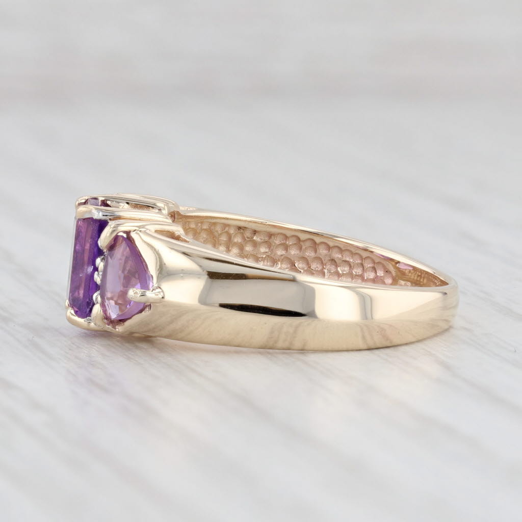 Light Gray 1.82ctw Amethyst Diamond Ring 10k Yellow Gold 3-Stone Size 7