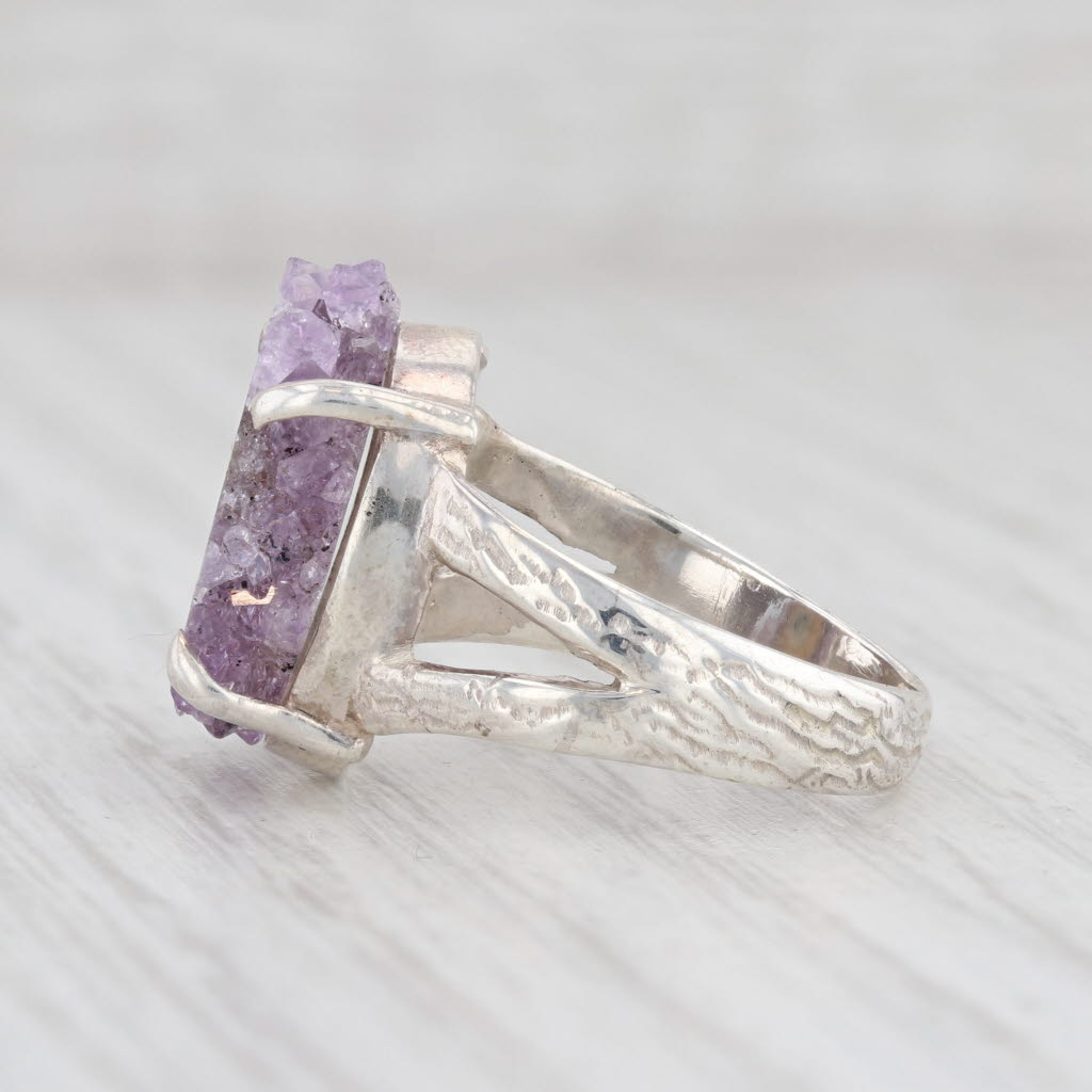 Light Gray New Nina Nguyen Amethyst Geode Slice Sterling Silver Size 7 Statement
