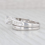 Light Gray 1.21ctw Princess Diamond Engagement Ring Wedding Band Bridal Set 14k White Gold
