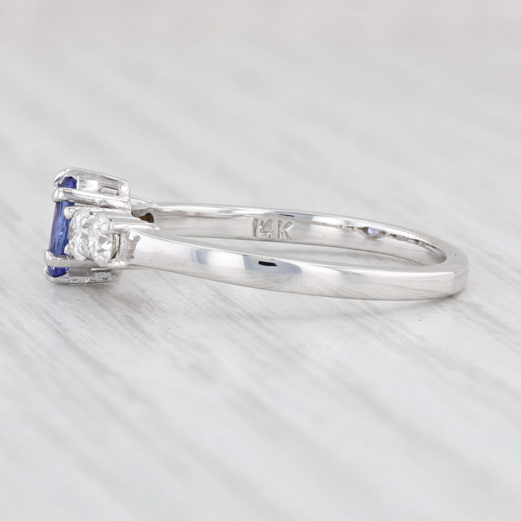 Light Gray 0.83ctw Oval Tanzanite Diamond Ring 14k White Gold Size 8.5 Engagement
