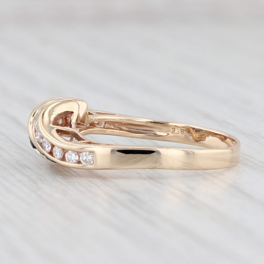 Light Gray 0.63ctw Blue Sapphire Diamond Scalloped Bypass Ring 14k Yellow Gold Size 7.25