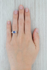 Gray 1.38ctw Sapphire Diamond Ring 14k White Gold Size 7 Oval Solitaire